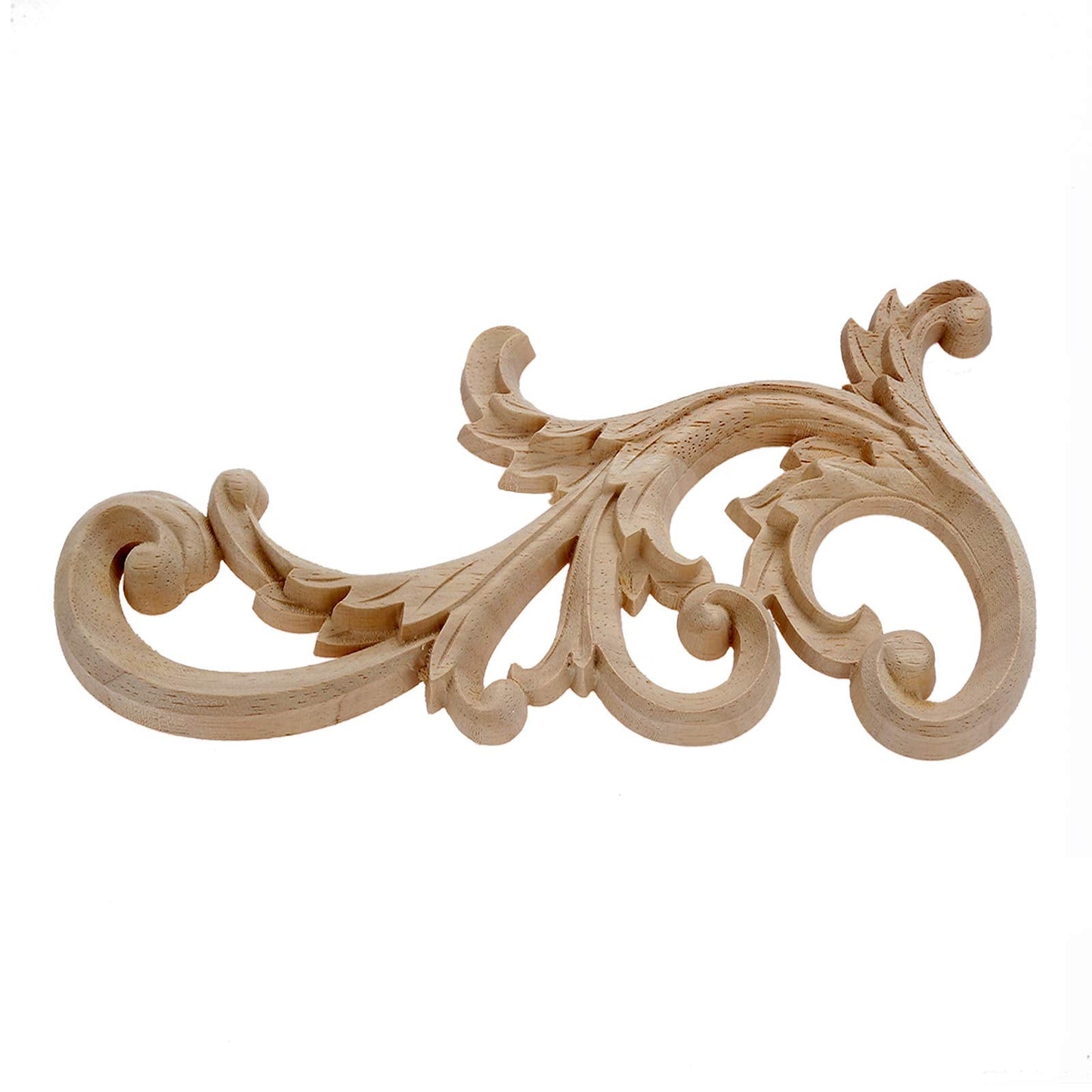 MUXSAM 2-Pair Clear Carved Wood Appliques Onlay, 20x9cm/7.87x3.54inch, Door Decorative Excellent Funiture Decal Sticker for Cabinet Drawer Window Dresser