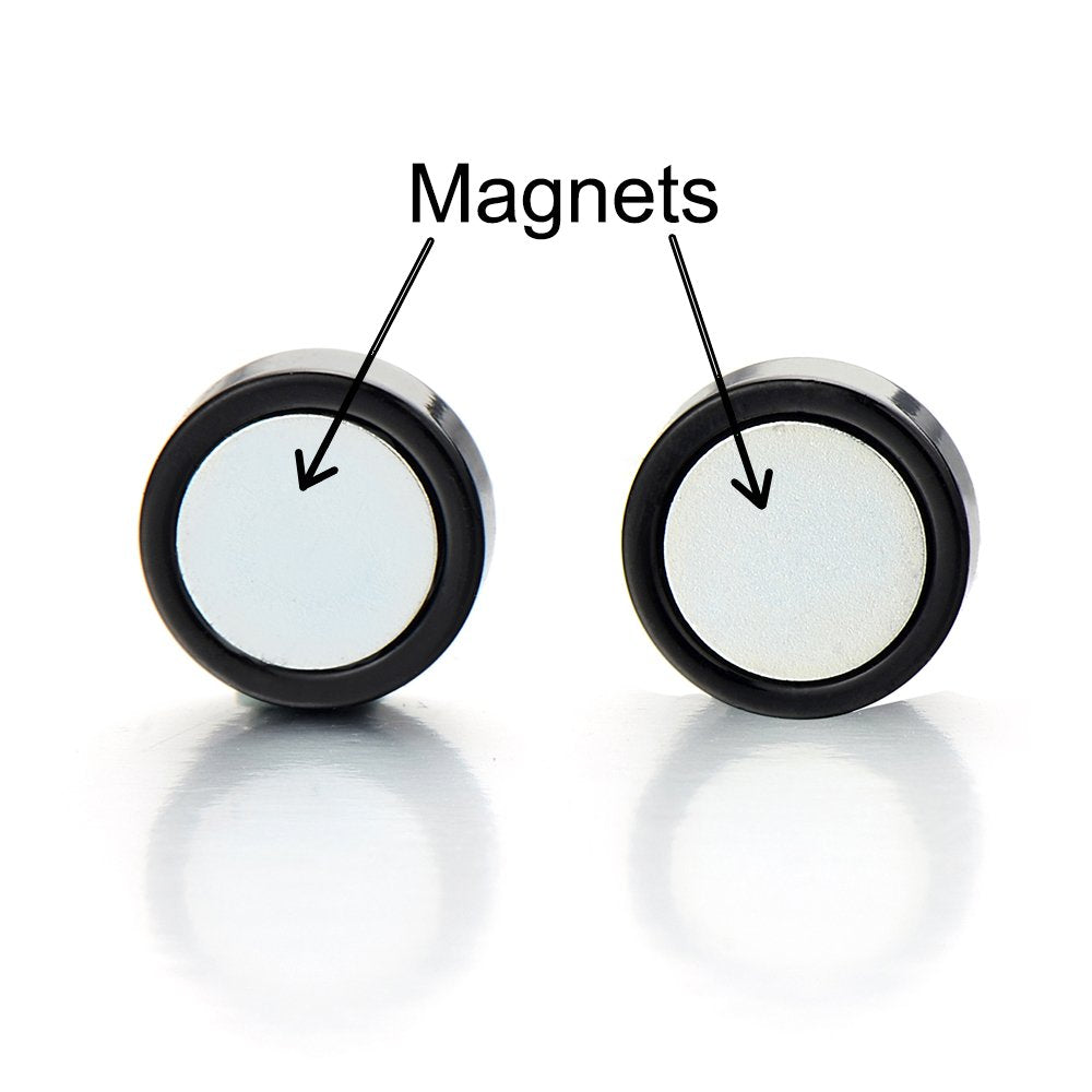 Men Women 6MM Rainbow Magnetic Circle Stud Earrings, Non-Piercing Clip On Cheater Fake Ear Gauges