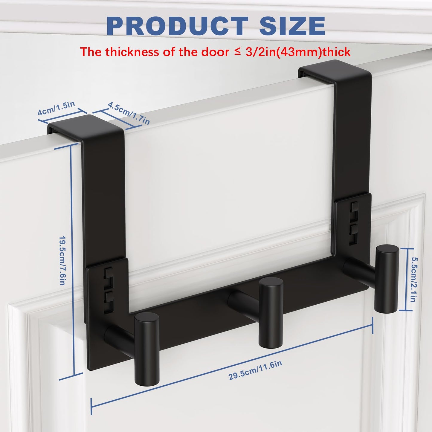 WUIVIUT Over The Door Hooks, Coat Rack Over The Door Heavy Duty Towel Rack Clothes Hanger for Bathroom liveroom Kitchen (3 Hook, Fits 1-3/4'' Thick)