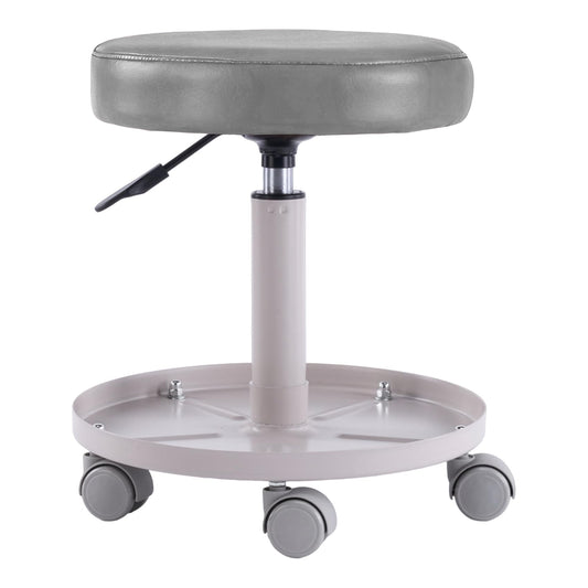 WUDOYO Rolling Salon Stool with Storage Tray (Grey)