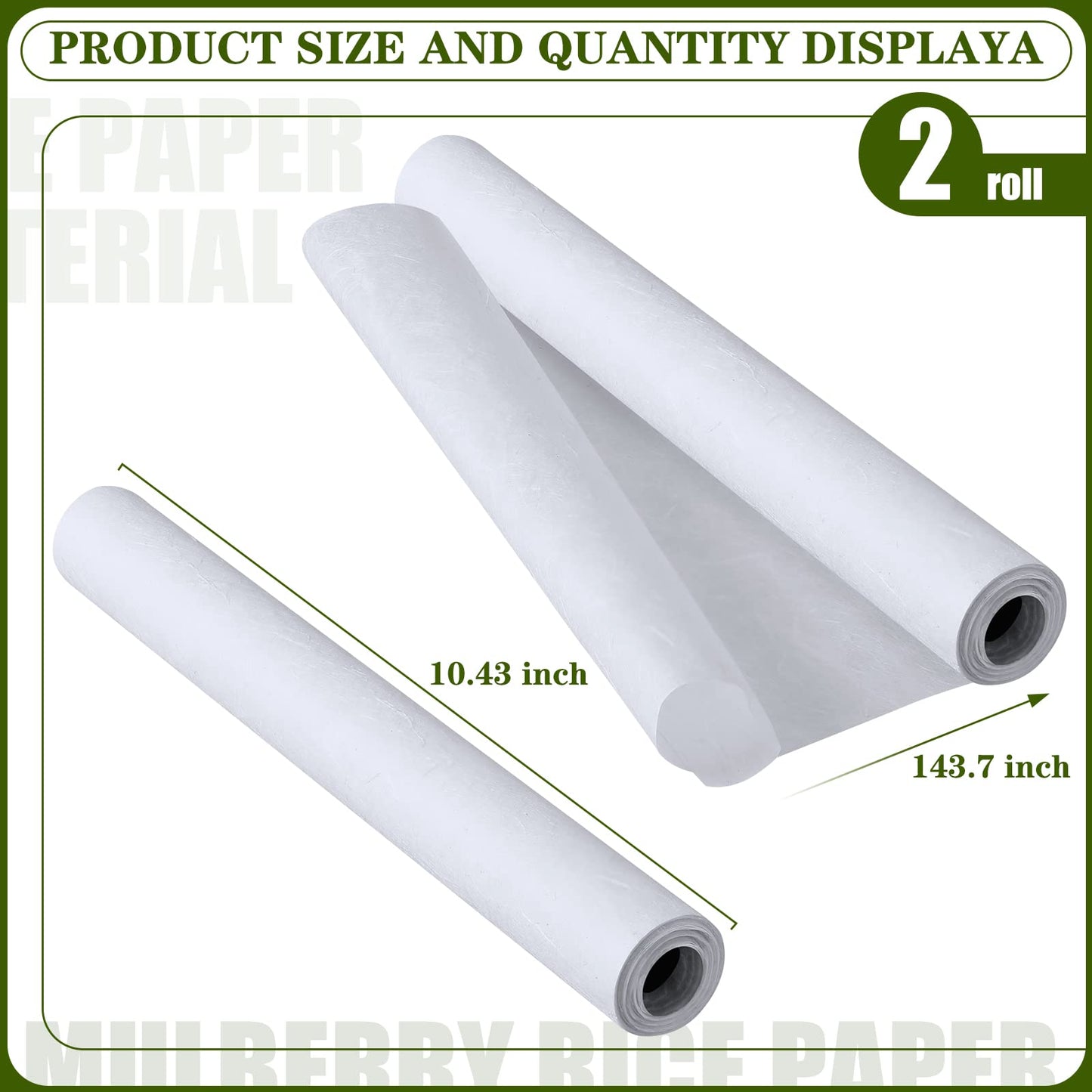 Geyee 2 Rolls 10.43 x 287.4 Inch of Mulberry Paper Traditional Handmade Rice Paper Decoupage Papers Roll Natural Decoupage Tissue Origami Roll for Crafts Gifts Windows