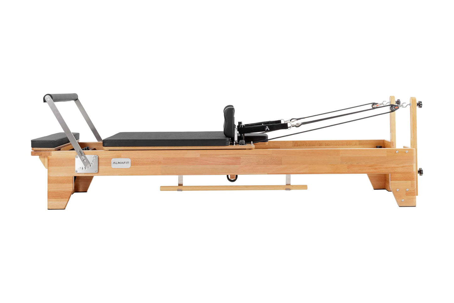 Pilates Reformer Machine with Sitting Box & Jumpboard – Adjustable Resistance, Durable Black PVC Upholstery – Ideal for Home or Studio Workouts