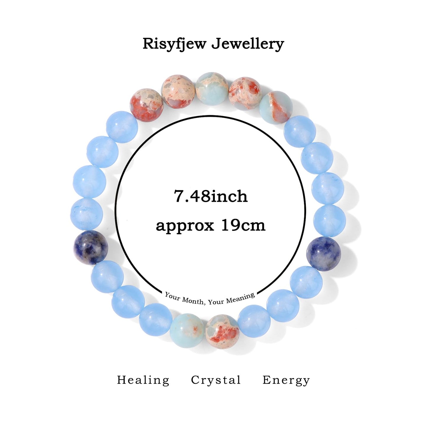Risyfjew Birthstone Crystal Floral Bracelets for Women Men Colorful Stone May Bracelet for Women Reduce Anxiety Zodiac Month Bracelet Birthday Graduation Gifts