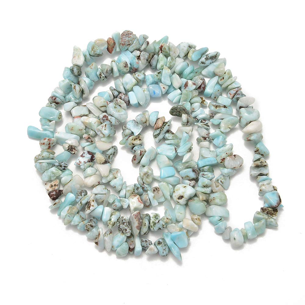 PLTbeads 5-8mm Natral Healing Gemstone Waist Bracelets Necklace Kit Irregular Stone DIY Crafts Design Jewelry Making 1 Strand per Bag Approxi 34 inch (Larimar Chips)