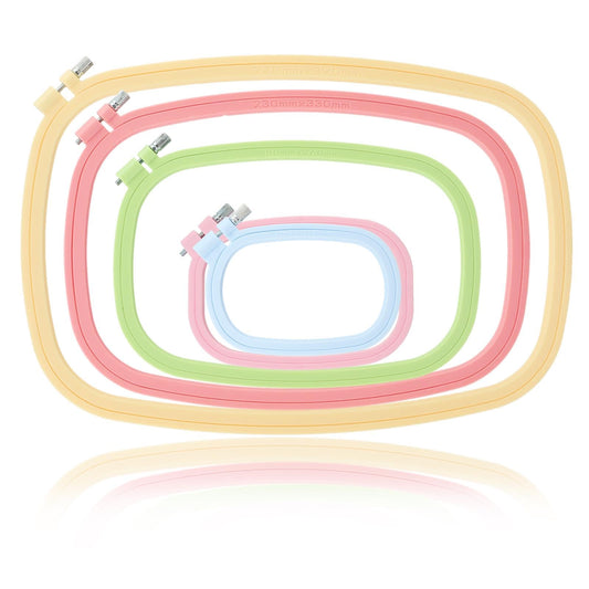 5-Pack Rectangle Embroidery Hoops Set, ABS Plastic Cross Stitch Hoops for Sewing, Needlework and DIY Projects, Reusable Embroidery Supplies, 5 Sizes (5", 6", 10", 13", 15")