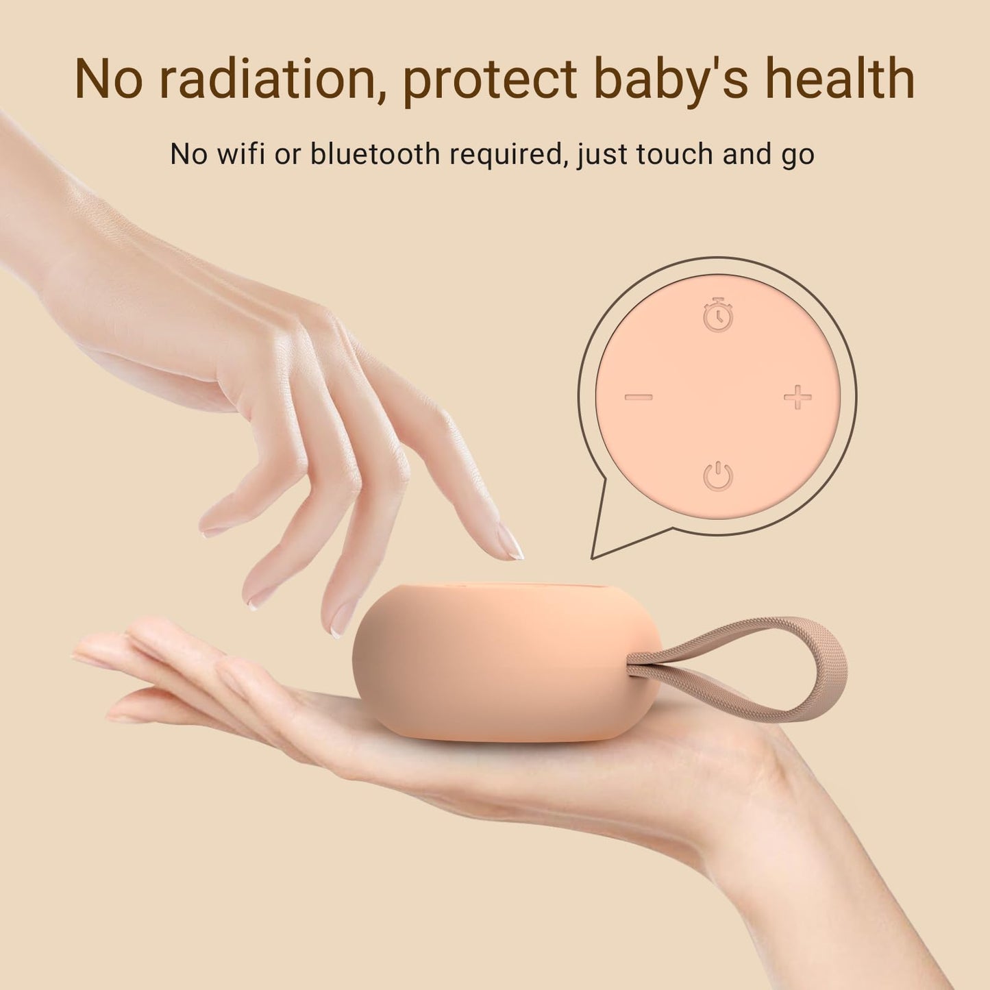 Portable Baby Sound Machine [White Noise for Babies Kids Adults][Timer Function][12 Soothing Sounds][Sleep Boombox] 15 Hours Battery Life, Travel,Registry,Gifts,Shower,Clips on Baby Stroller.Peach