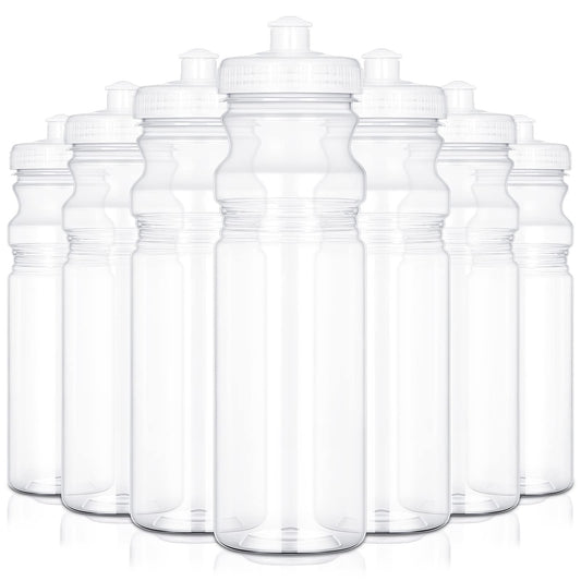 48 Pack 25 Oz Sports Water Bottles Clear Water Bottles Plastic Bulk Reusable Water Bottles, Pull Top Leakproof Drink Spout for DIY Customization Fitness Hiking Cycling Gym Workout Business Branding