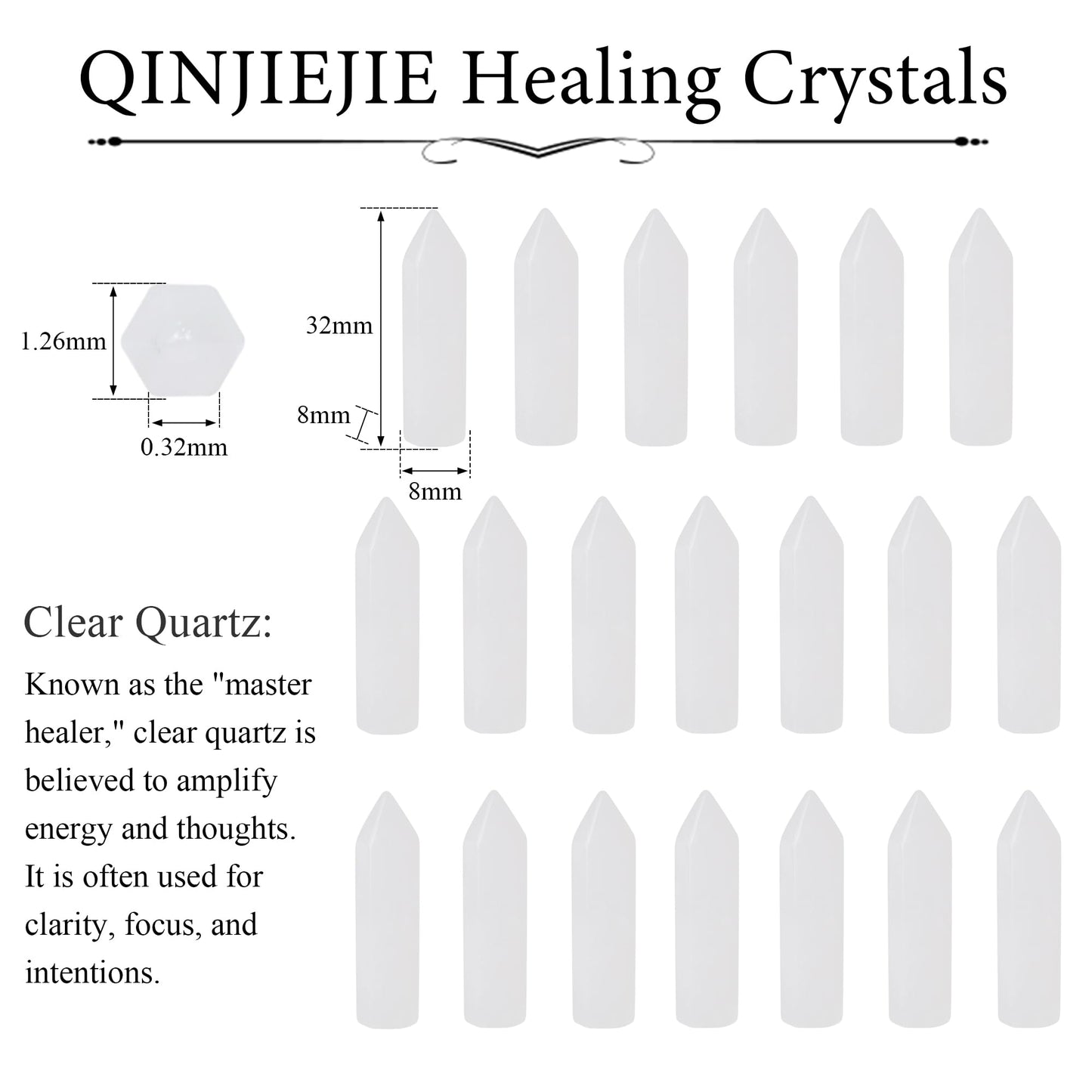 QINJIEJIE Clear Quartz 20 PCS Healing Crystals Stones Sets Wands Bulk Natural Pocket Crystal Towers Assorted Pointed Reiki Gemstones Polished Energy Meditation Chakra Gifts for Women Men