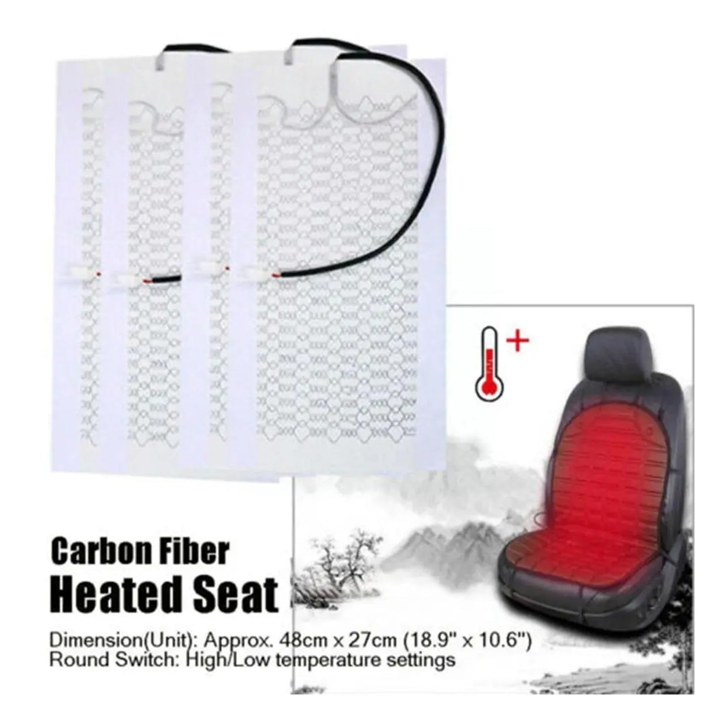YVKNCDL 1pcs Universal 12V Car Seat Heater Carbon Fiber Heating Safety Winter Heating Heater Seat Cushion Accessories Heater Car Se L9J6