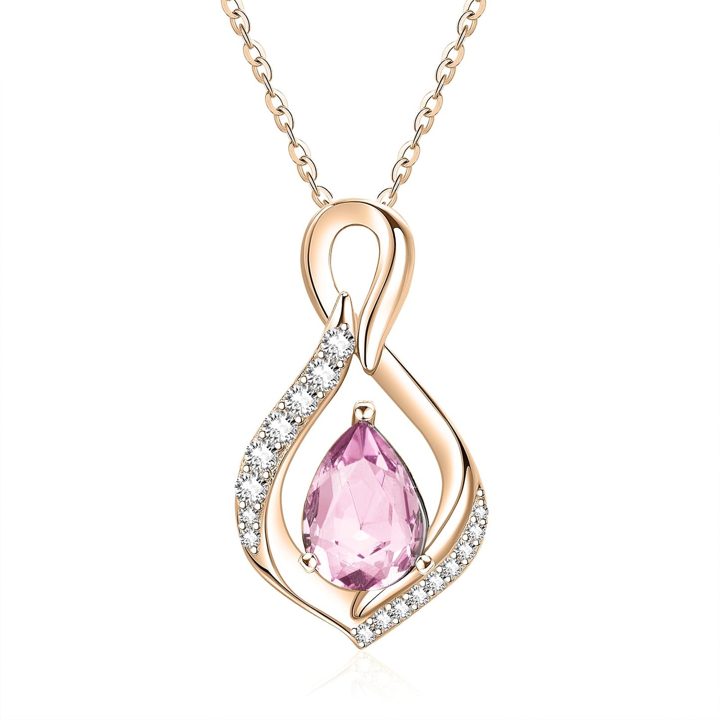 JIYVY32 Pink Tourmaline Infinity Necklace for Women October Birthstone Necklaces Rose Gold Plating Anniversary Birthday Gifts for Wife Her Mom Girlfriend Birthstone Jewelry Gifts for Women