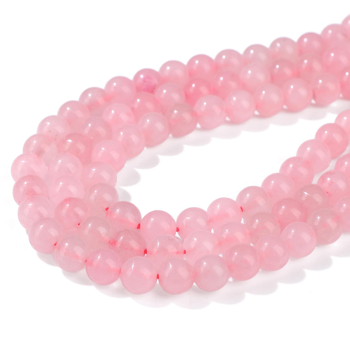 Risyfjew 50PCS 8mm Natural Rose Quartz Beads Gemstone Round Loose Beads for Jewelry Making Chakra Crystal Stone Beads for Bracelets Necklace Earrings Making Supplies (50pcs/Strand)