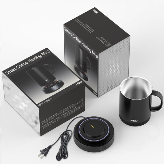 Hibsr Coffee Mug Warmer Set: Smart Electric Warmer with Auto Shut-Off & Faster Direct-Contact Heating Up to 149°F - Gifts for Men Women
