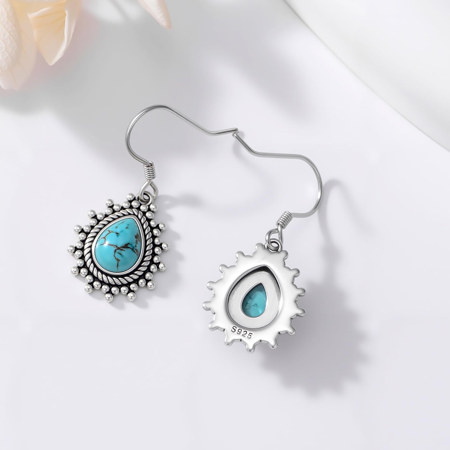 Eetaitai Turquoise Earrings 925 Sterling Silver Western Earrings Cowgirl Earrings Native American Jewelry Boho Jewelry for Women Mothers Day Gifts for Mom Wife Sister