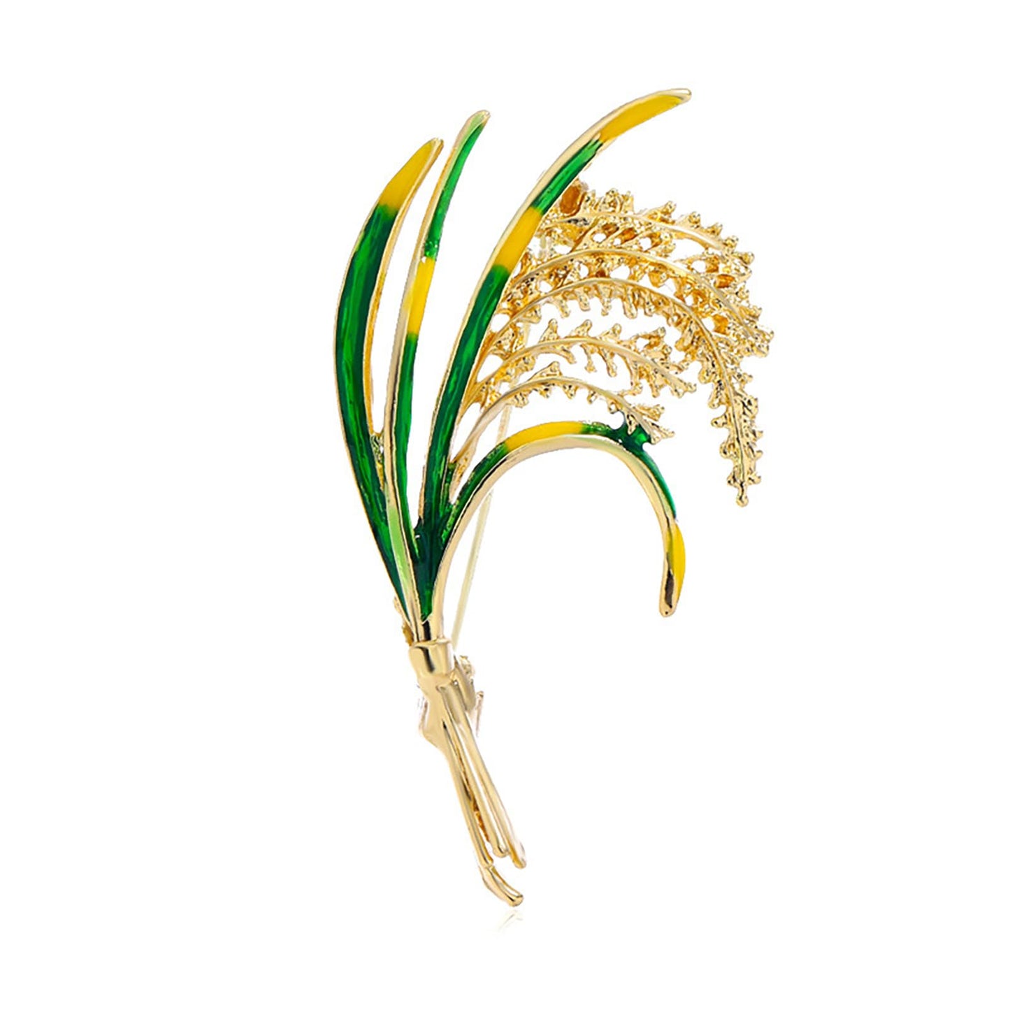 Wheat Brooch for Women Drip Oil Wheat Flower Brooch Delicate Bouquet Lapel Pin Coat Shirt Corsage Suit Anniversary Jewelry Mother's Day Gift