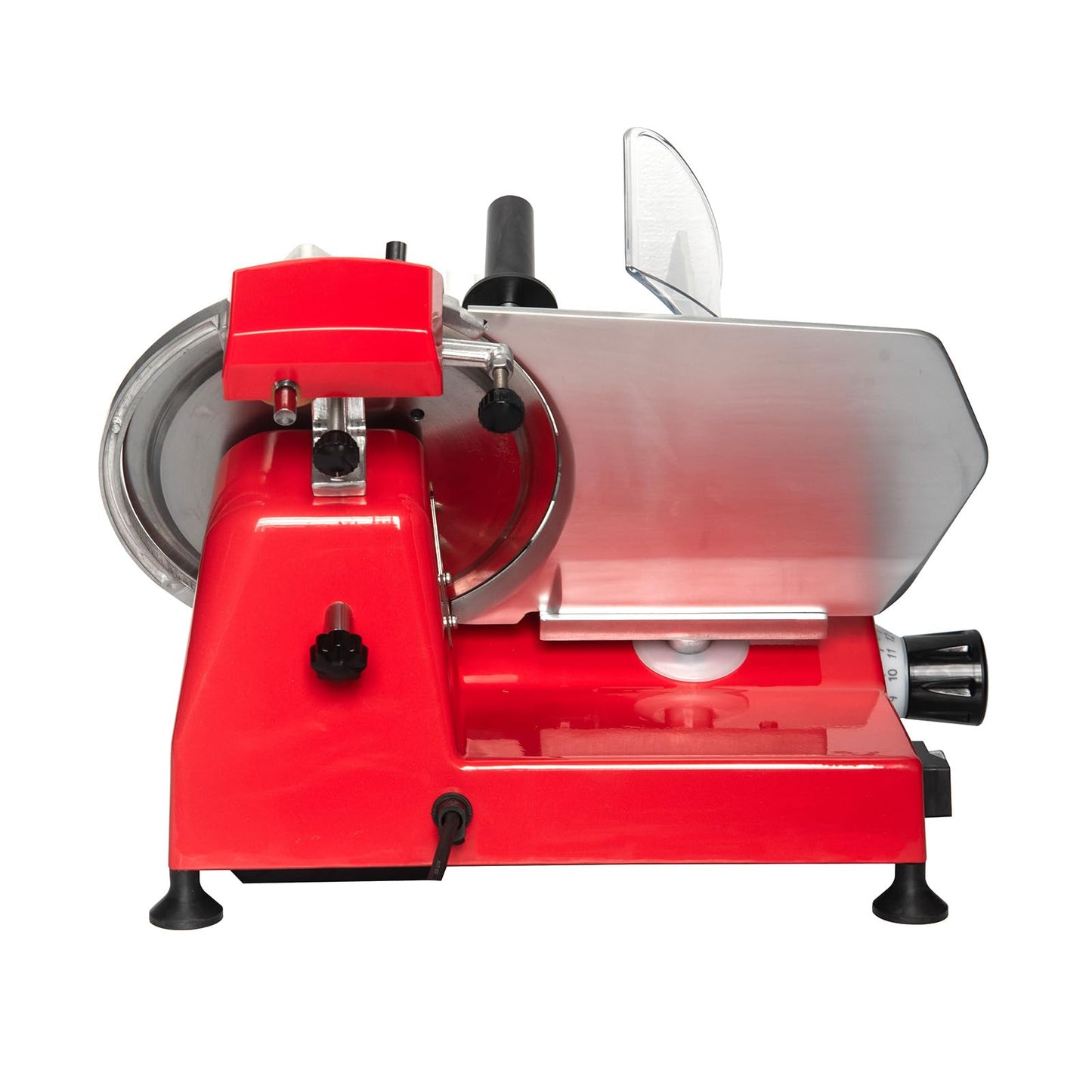 Electric Meat Slicer 10-Inch in Red with Stainless Steel Blade, Frozen Meat/Deli/Cheese/Food Slicer Low Noises Commercial and Home Use 180W Zica HBS-250B [ ETL, NSF Certified ]