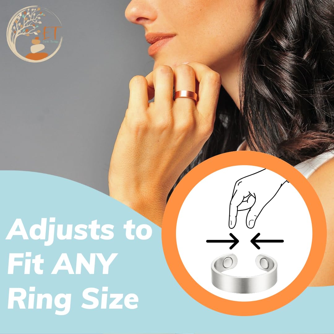 Earth Therapy - Elegant Women or Men's Ring Band in Bright Gold | Magnetic Therapy Ring