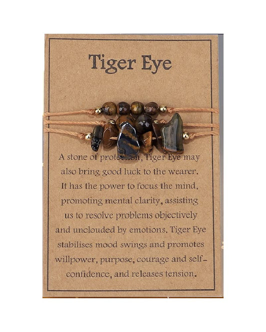 3Pcs Natural Stone Bracelet for Women Men Healing Crystal Chip Bead Bracelets Spiritual Amethyst Rose Quartz Chakra Bracelets Set Anxiety Reiki Energy Power Healing Crystals Jewelry -Tiger Eye