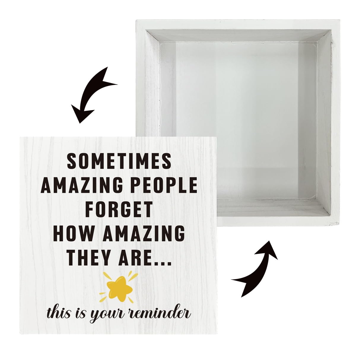 Inspirational Wood Sign - Sometimes Amazing People Forget How Amazing They Are…, Motivational Decor for Home Office, Farmhouse Desktop Decoration, Affirmation Gift, 5.7x5.7inches