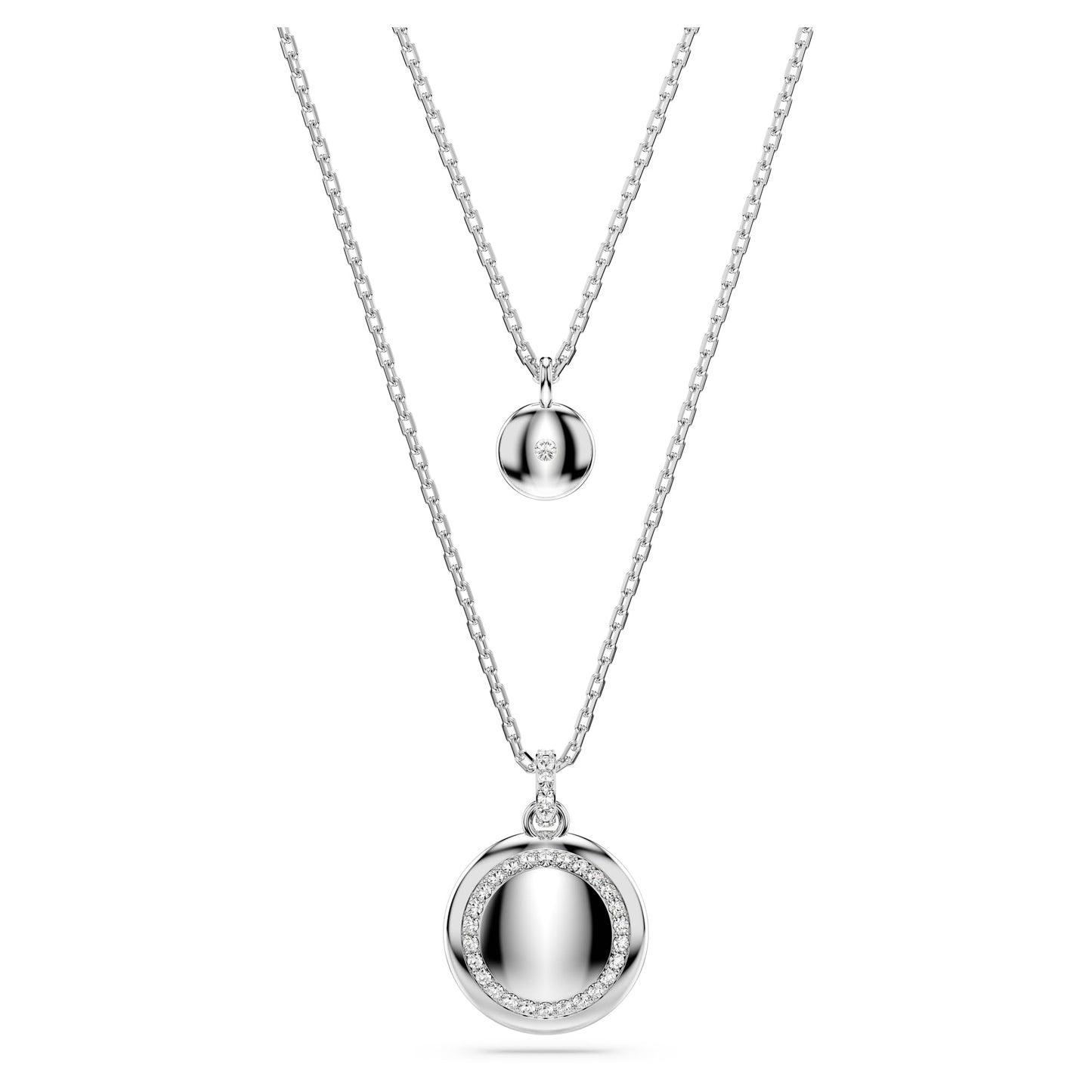 Swarovski Sublima Layered Pendant Necklace, Meteor Motif with Snow Pavé of Clear Round-Cut Crystals in a Rhodium-Finished Setting, Part of the Sublima Collection