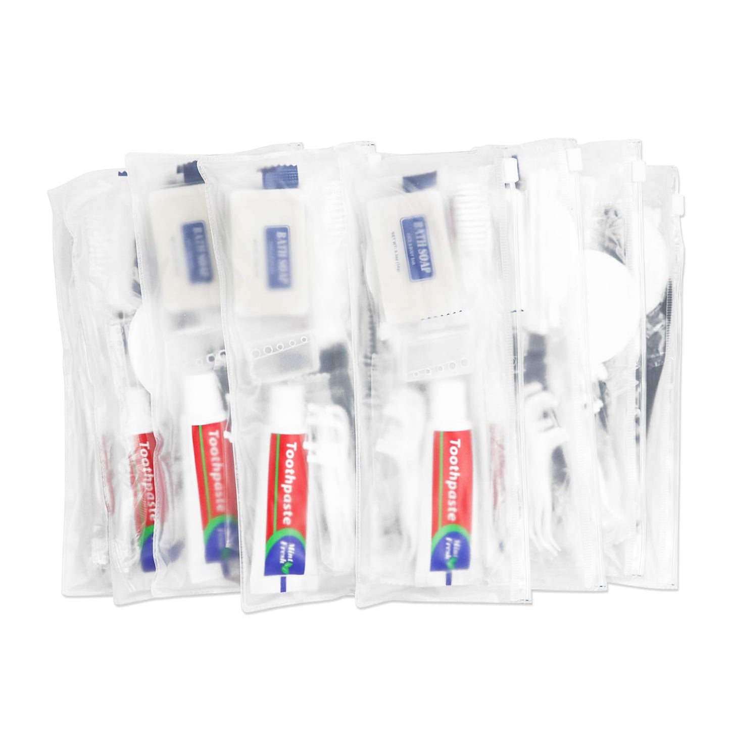 HQSLsund 10 Sets Personal Hygiene Kit Bulk, Disposable Toothbrushes with Toothpaste Floss Comb Soap Cover and Vanity Kit, Toiletry Kits Homeless Supplies Bulk for Women,Men,Travel,Homeless