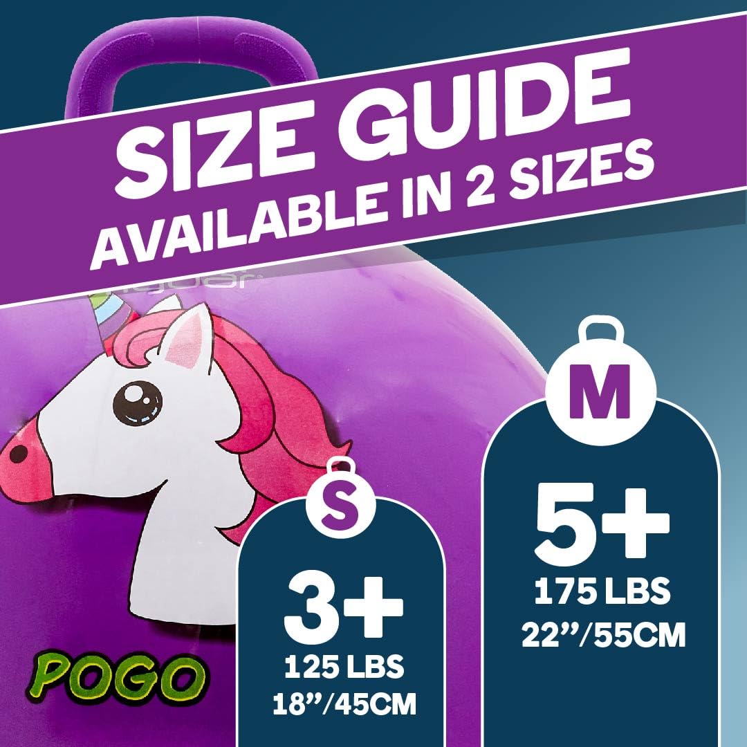 Flybar Hopper Ball for Kids, Inflatable Bouncy Ride-On Ball w/Handle for Indoor & Outdoor Active Play, Includes Pump, Jump Ball Toy for Boys & Girls, Supports Up to 185 lbs, Ages 6+, 22-Inch, Medium