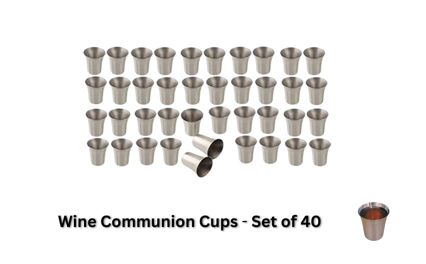 Communion Ware Church Set | Stackable 2 Communion Trays with Cover & 2 Bread Plates with Cover, 80 Cups Included | Ideal for Churches | Stainless Steel - Shiny (Silver) Finish