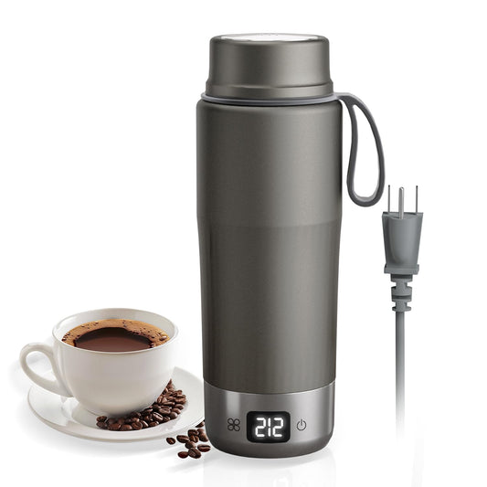 pure titanium electric kettle - portable water heater for travel, double-layer vacuum sealed titanium water bottle to boil and regulate temperature。100V-240V Smart Small Water Boiler for Tea 380ML