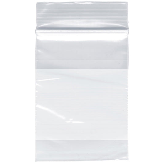 Plymor 2" x 3" (Case of 20,000), 2 Mil with White-Block Zipper Reclosable Plastic Bags