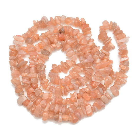 PLTbeads 5-8mm Natral Healing Gemstone Waist Bracelets Necklace Kit Irregular Stone DIY Crafts Design Jewelry Making 1 Strand per Bag Approxi 34 inch (Sunstone Chips)