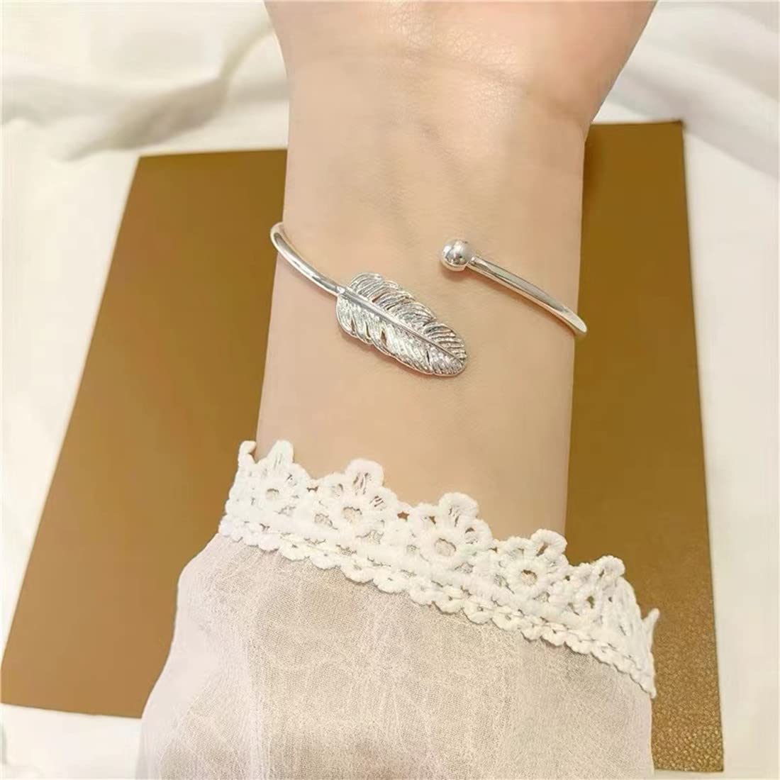 Sterling Silver Bangle Bracelets for Women,Fashion Jewelry Simple Adjustable 925 Silver Cuff Bangles for Women Mom Wife Valentine Mothers Day Gift (Silver-5)