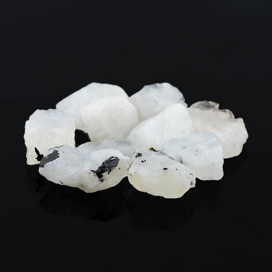 CRYSTALIS Wholesale (100cts) (10pcs) Natural Rainbow Moonstone Loose Gemstone Bulk Rough Jewelry Making Supply, Chakra & Healing Raw Stones, Wire Wrapping, DIY, Gem Collection (10-20mm)
