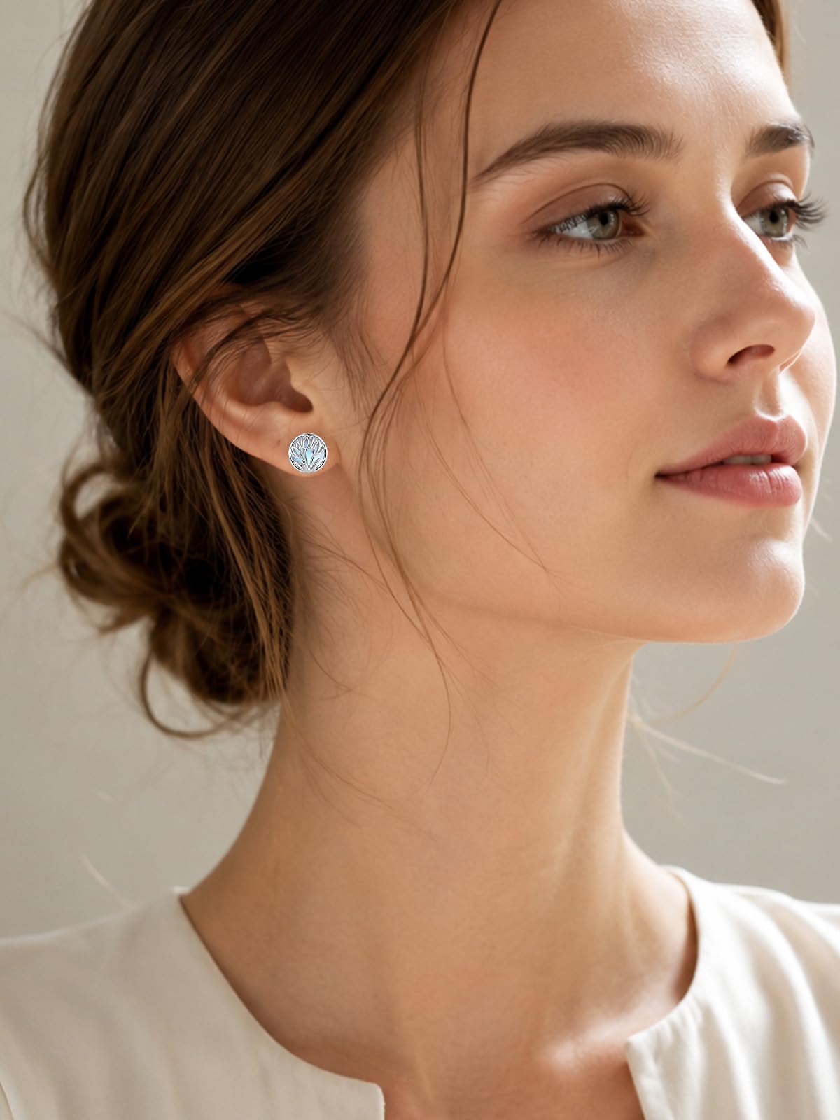 WINNICACA Moonstone Stud Earrings for Women Hypoallergenic Tulip Earrings for Women 925 Sterling Silver Tulip Jewelry for Sensitive Ears Birthday Mothers Day Gifts for Mom Grandma