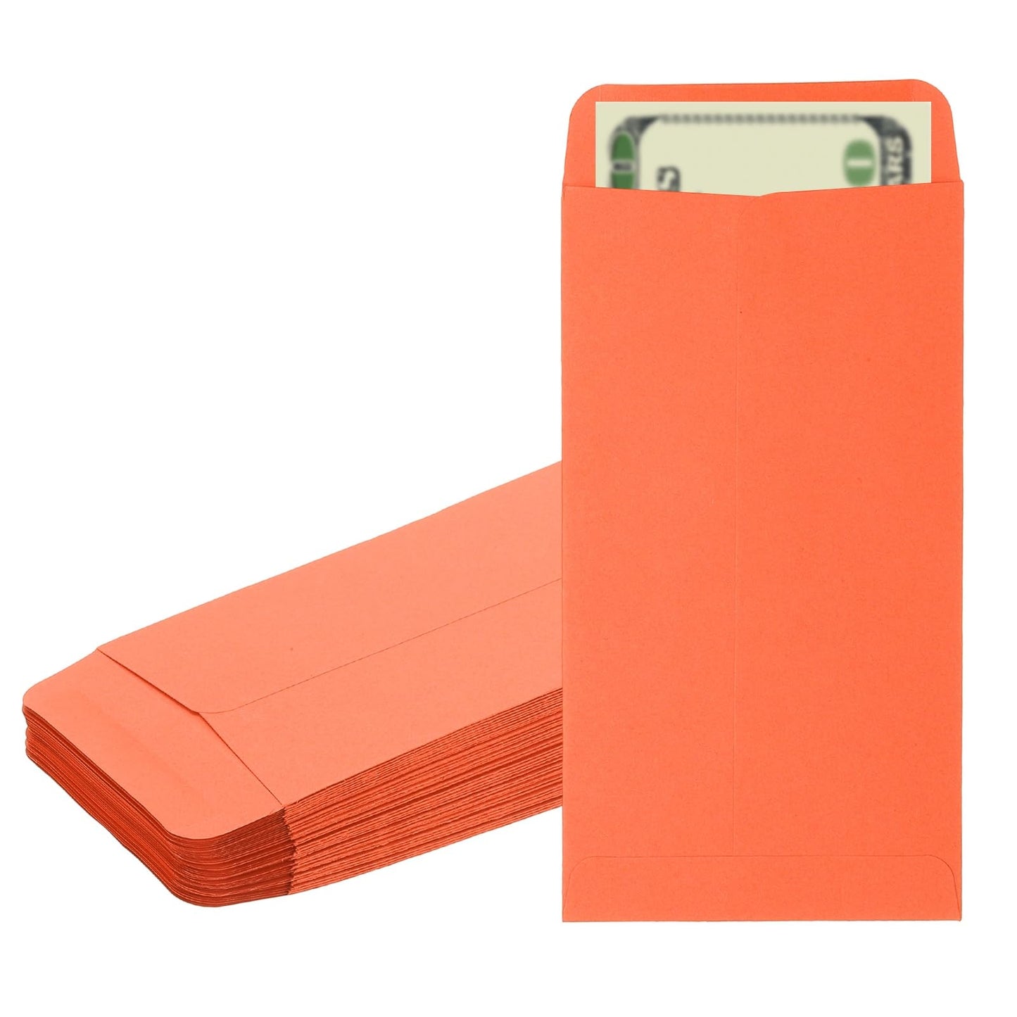 PATIKIL Money Envelope, 50 Pack 6.5" x 3.5" Cash Envelopes Money Holder Bags Budgeting Saving Challenge Letter for Gift Coins Checks Tickets Jewelry Passport Card, Orange