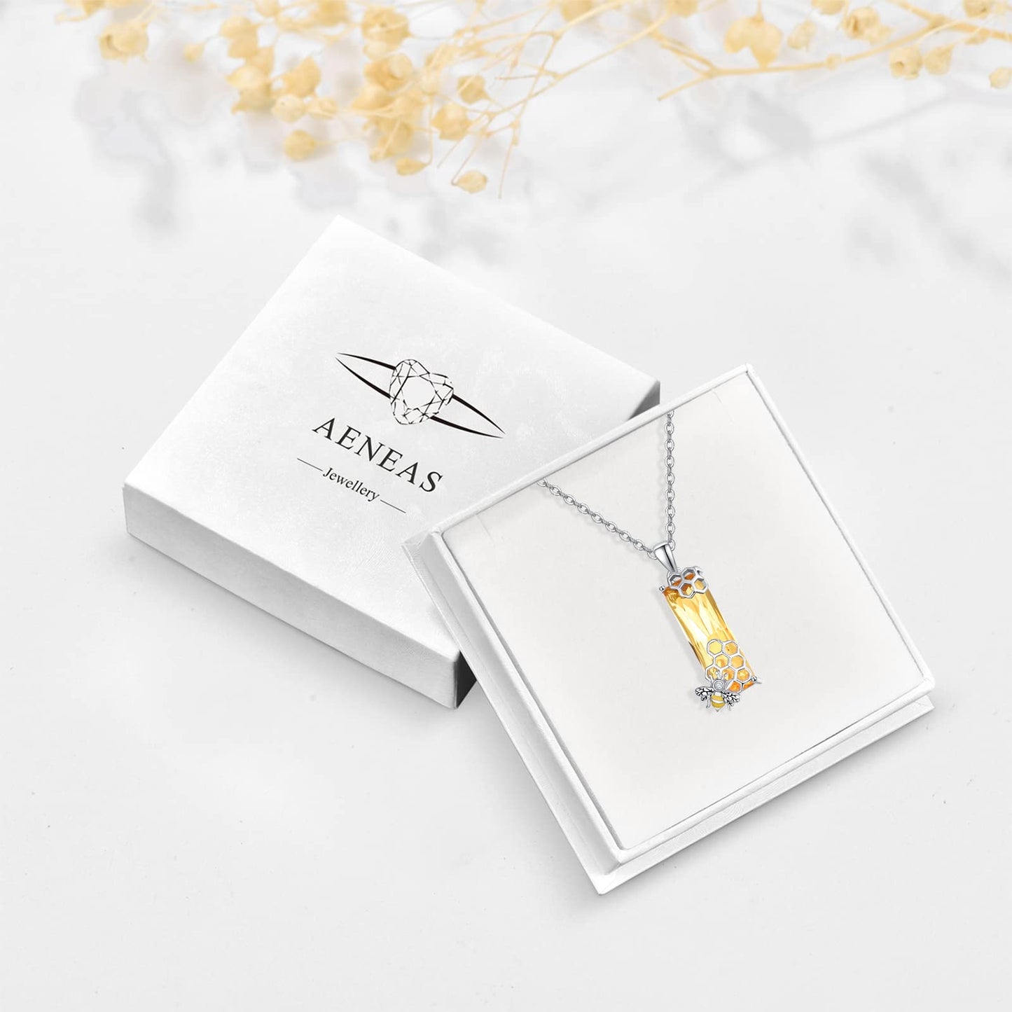 AENEAS Mothers Day Gifts for Women Sterling Silver Bee Necklaces for Women Bees Honeycomb Pendant Crystal Bumblebee Jewelry Cute Animal Beekeeper for Mom Wife
