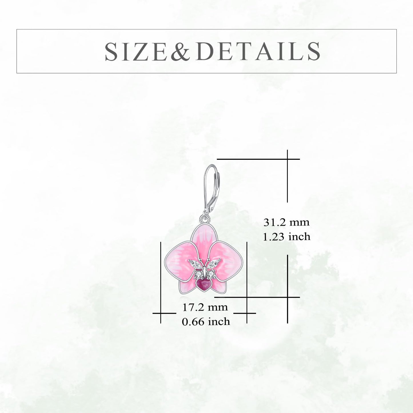 TIGER RIDER Pink Orchid 925 Sterling Silver Leverback Earrings Flora Hawaii Tropical Beach Jewelry Gift for Women Vacation Birthday Christmas
