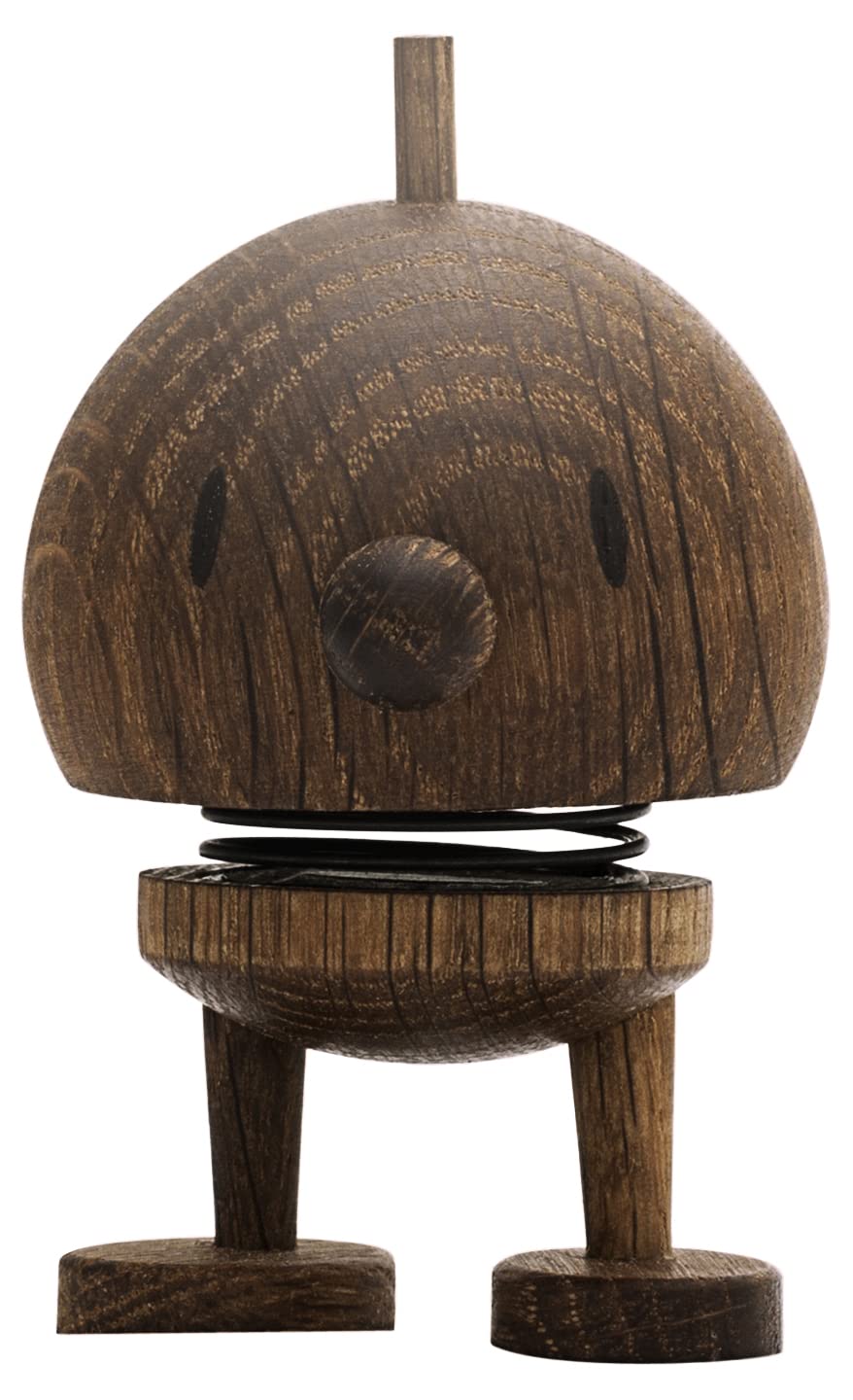 Hoptimist Bumble Smoked Oak, Woody Brown, Home Decor Ornament - Scandinavian Design, Wood W/Metal Spring, Small- Creates Cheerful Movement