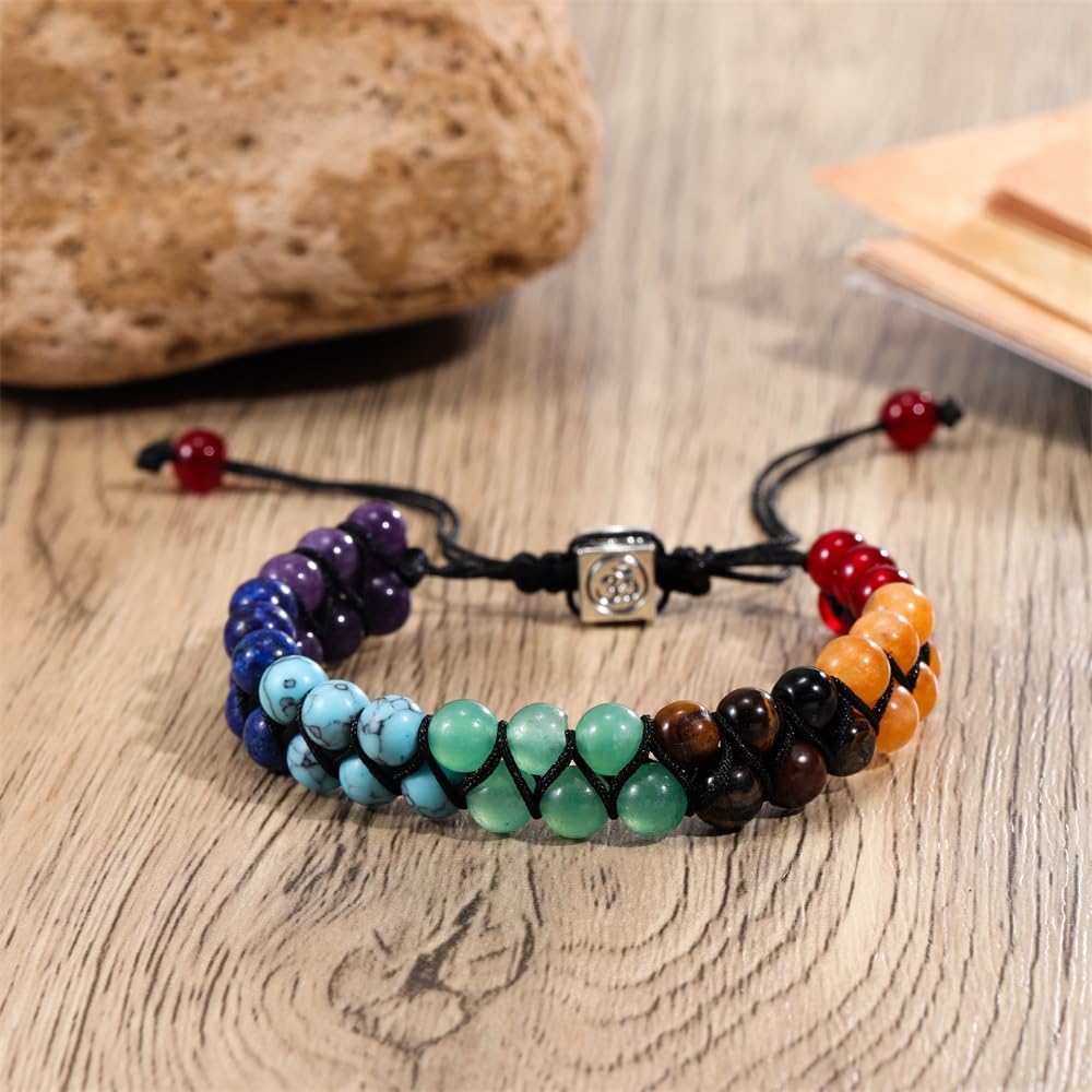 RUPCLALA Hand-woven 7 Chakra Bracelet for yoga relaxation