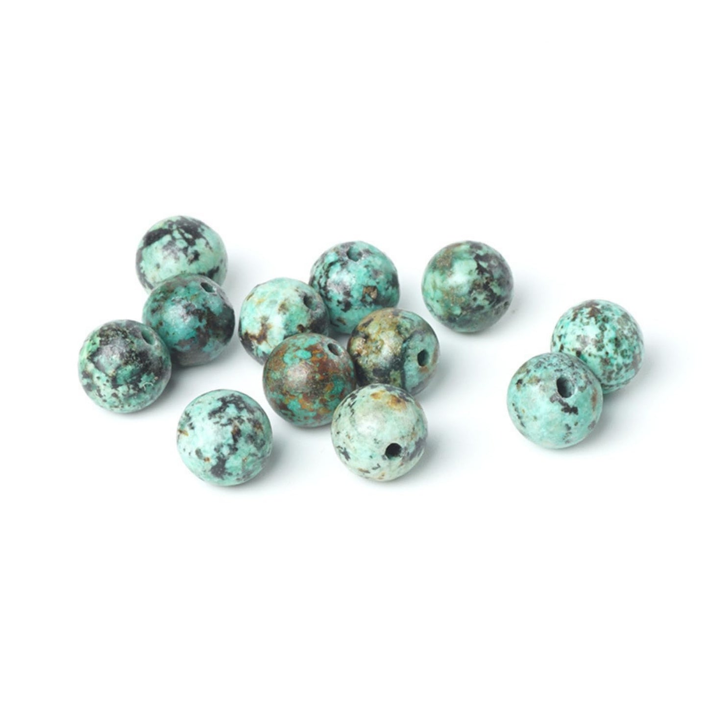 100Pcs Natural Stone 6mm African Turquoise Round Loose Gemstone Energy Healing Beads Hole Size 1mm DIY Smooth Beads for Bracelet Necklace Earrings Jewelry Making