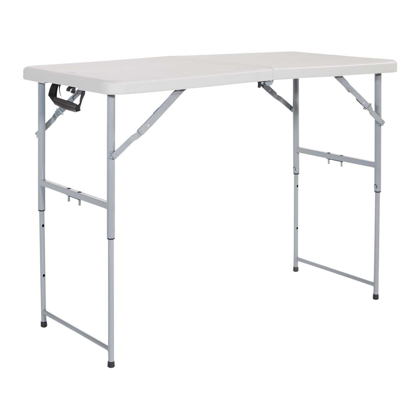 Office Star Resin Multipurpose Rectangle Table, 4-Feet Long, Height Adjustable, Center Folding Table, Light Gray