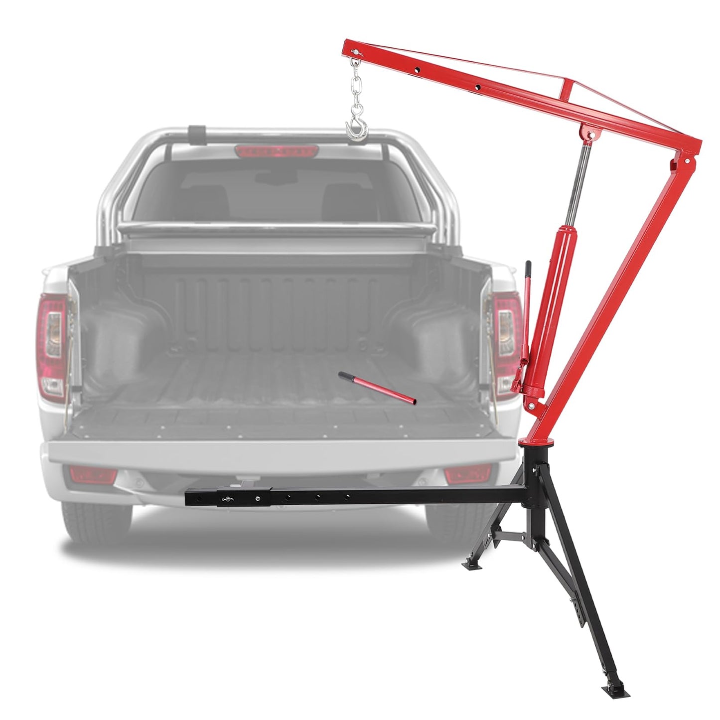 Garvee Hydraulic Pickup Truck Crane, Heavy Duty 1000 Lbs Capacity, 360° Swivel Hitch Mounted Crane with 3 Adjustable Capacities for Construction Goods Lifting