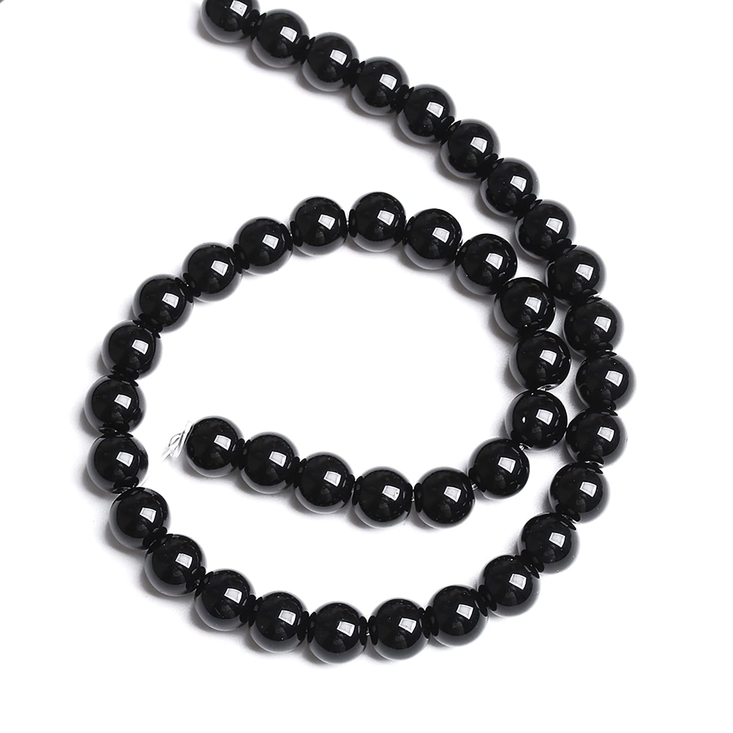 6mm 60PCS Natural Black Onyx Agate Round Loose Spacer Beads for Jewelry Making DIY Craft Bracelet 1 Strand 15"