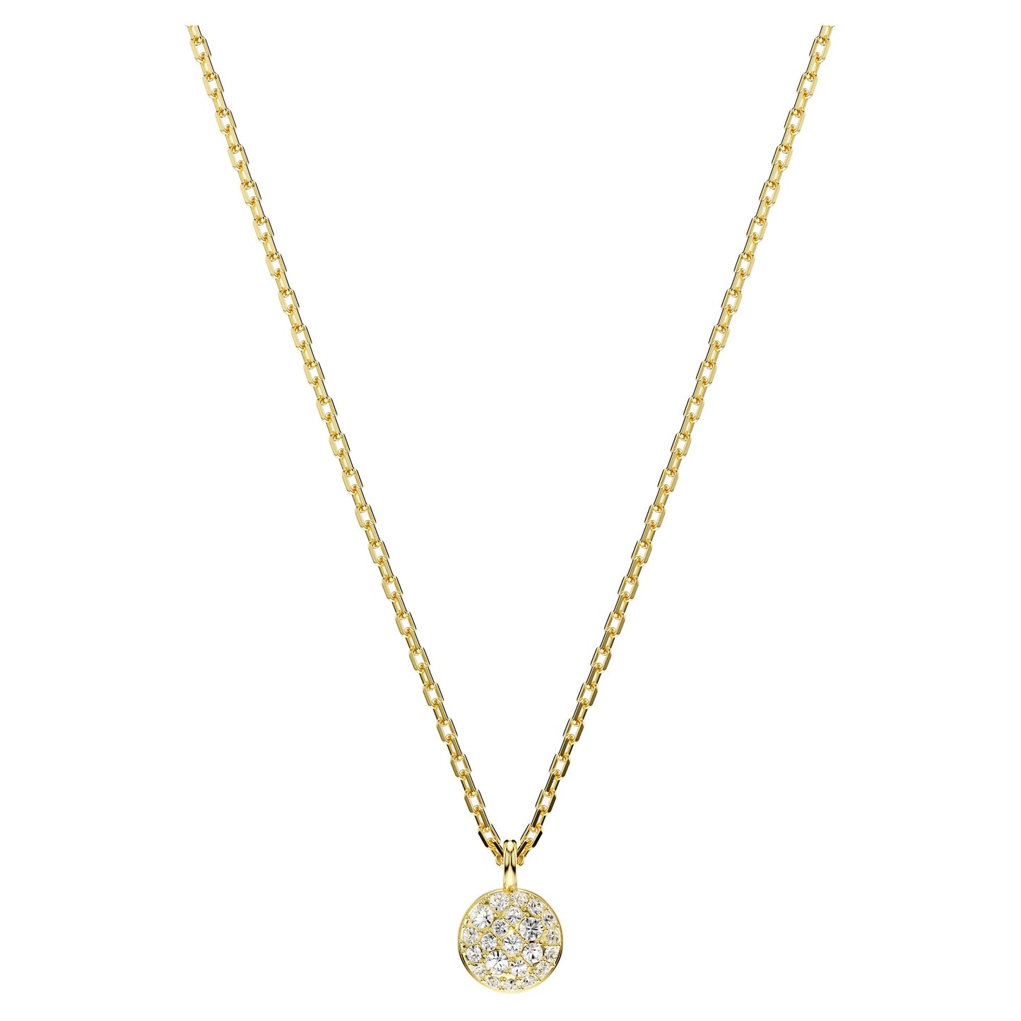 Swarovski Sublima Layered Pendant Necklace, Meteor Motif with Snow Pavé of Clear Round-Cut Crystals in a Gold-Tone Finished Setting, Part of the Sublima Collection