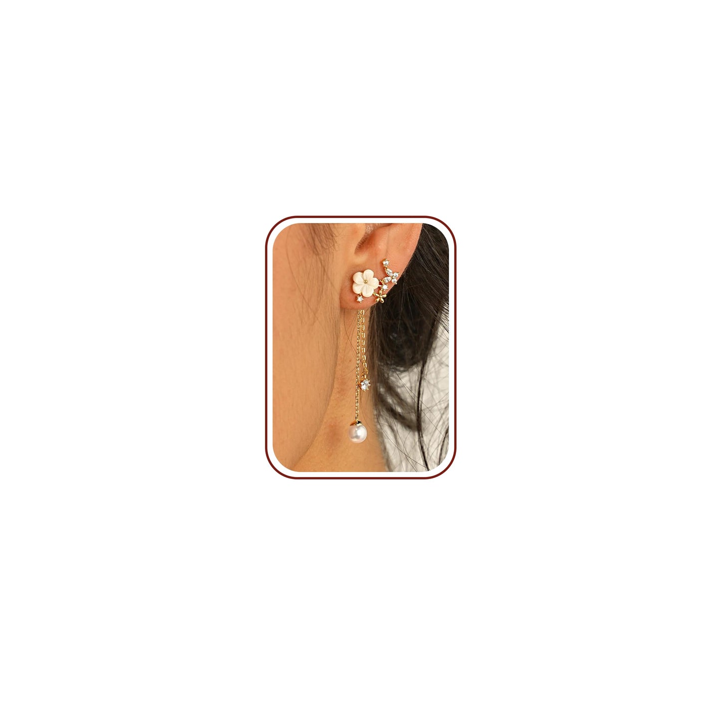 Pearl Earrings for Women, 14k Gold Plated Trendy Diamond Pearl Drop Earrings Hypoallergenic Dainty Bridal Gifts Wedding jewelry for Women