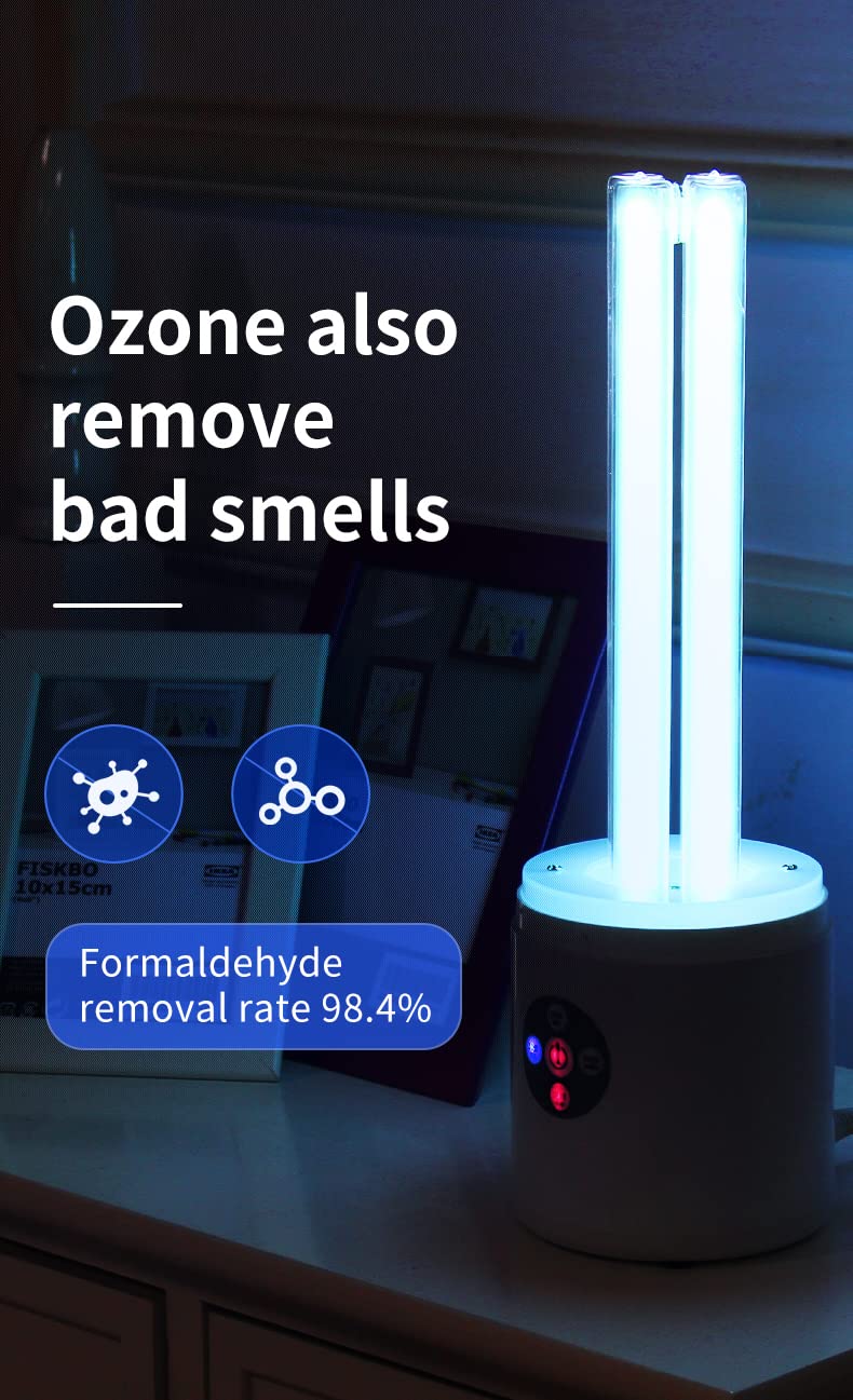 Cotton Knight, UV Light Sanitizer, 55w 254nm UVC Lamp for Room Surface Disinfection up to 750 sqft, Home/School/Hotel/Travel, Kills Bacteria/Molds/Dust Mites, 1Y warranty (Pink With Ozone)