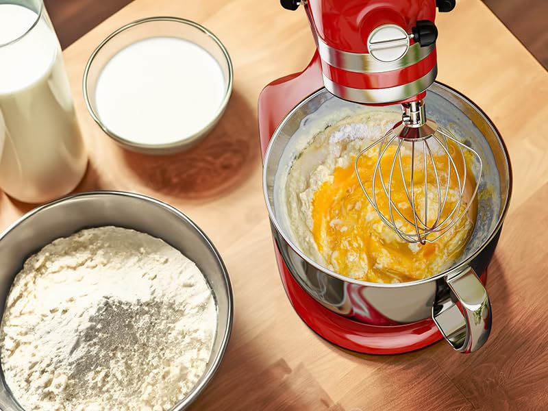 6 Wire Whisk Attachment for Kitchenaid Stand Mixer, Stainless Steel K45WW Whip Replace Attachment for 4.5-5Qt Tilt-Head Stand Mixer, For Egg Cream Stirrer, Flour Cake Balloon Whisk, Dishwasher Safe