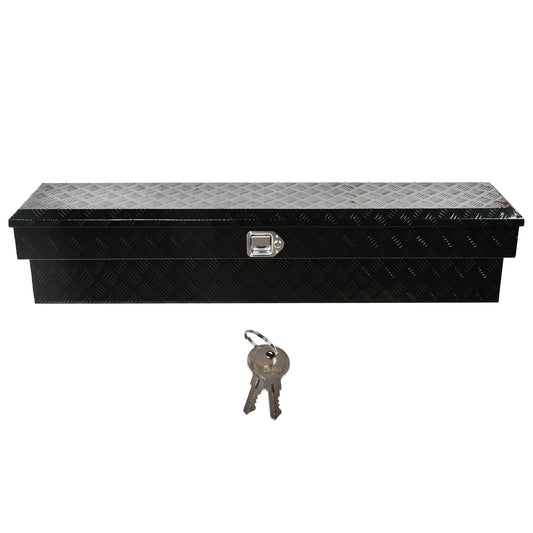 BIGREAT 60"X8"X14" Inch Black Aluminum Side Mount Truck Tool Box Pickup RV Trailer Truck Bed Toolbox Storage Organizer W/Side Handle, Lock & Keys