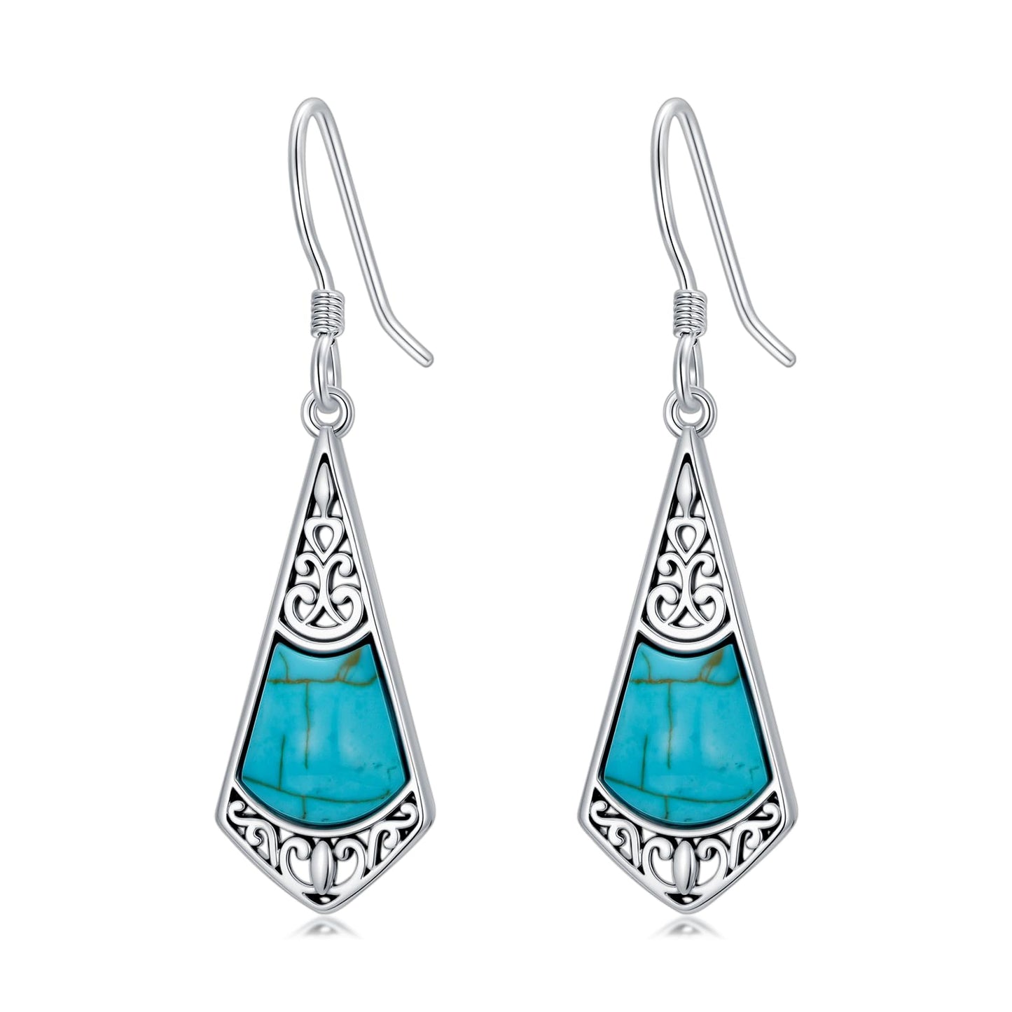 Eetaitai Turquoise Earrings for Women 925 Sterling Silver Vintage Spiral Earrings Turquoise Dangle Earrings Western Jewelry Mothers Day Gifts for Mom Wife Sister