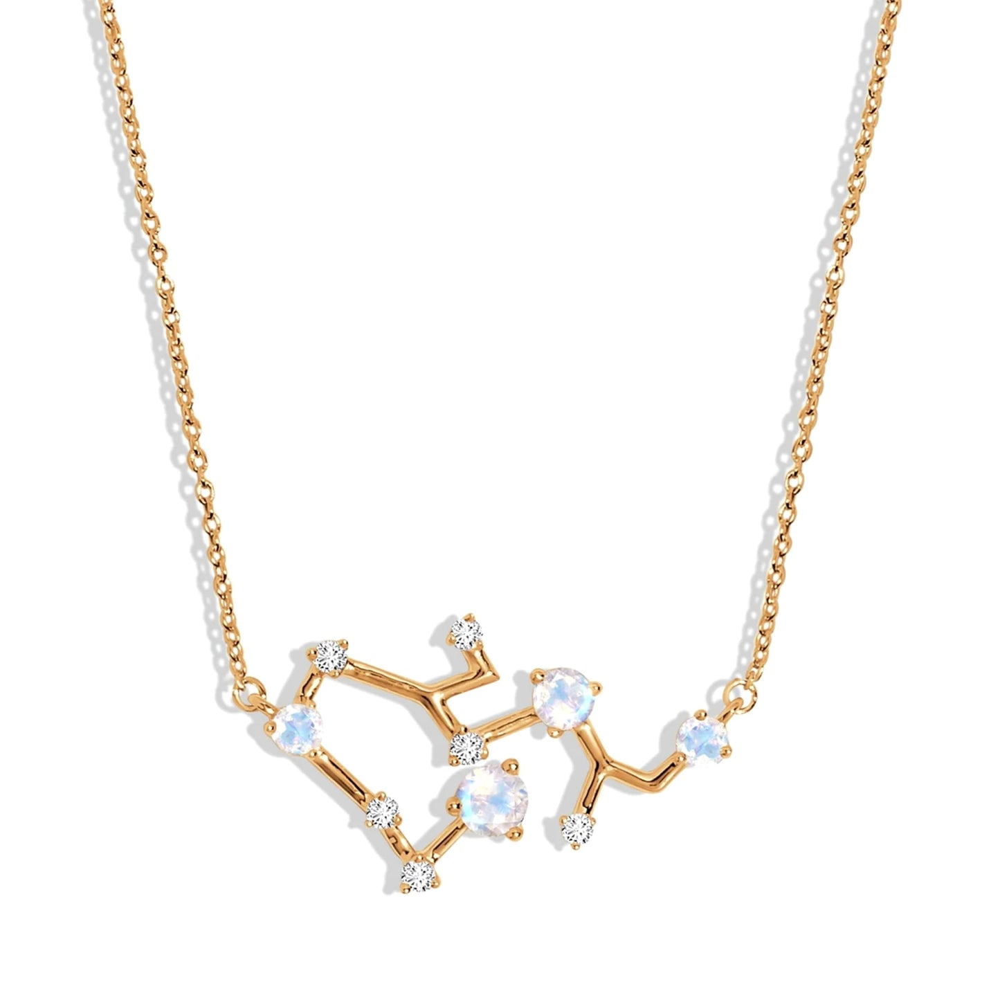 Moon Magic Moonstone Necklace - Sagittarius Zodiac Constellation / 925 Sterling Silver - 18k Rose Gold - Yellow Gold Rainbow Moonstone Necklaces for Women/Authentic Rainbow Crystal Jewelry
