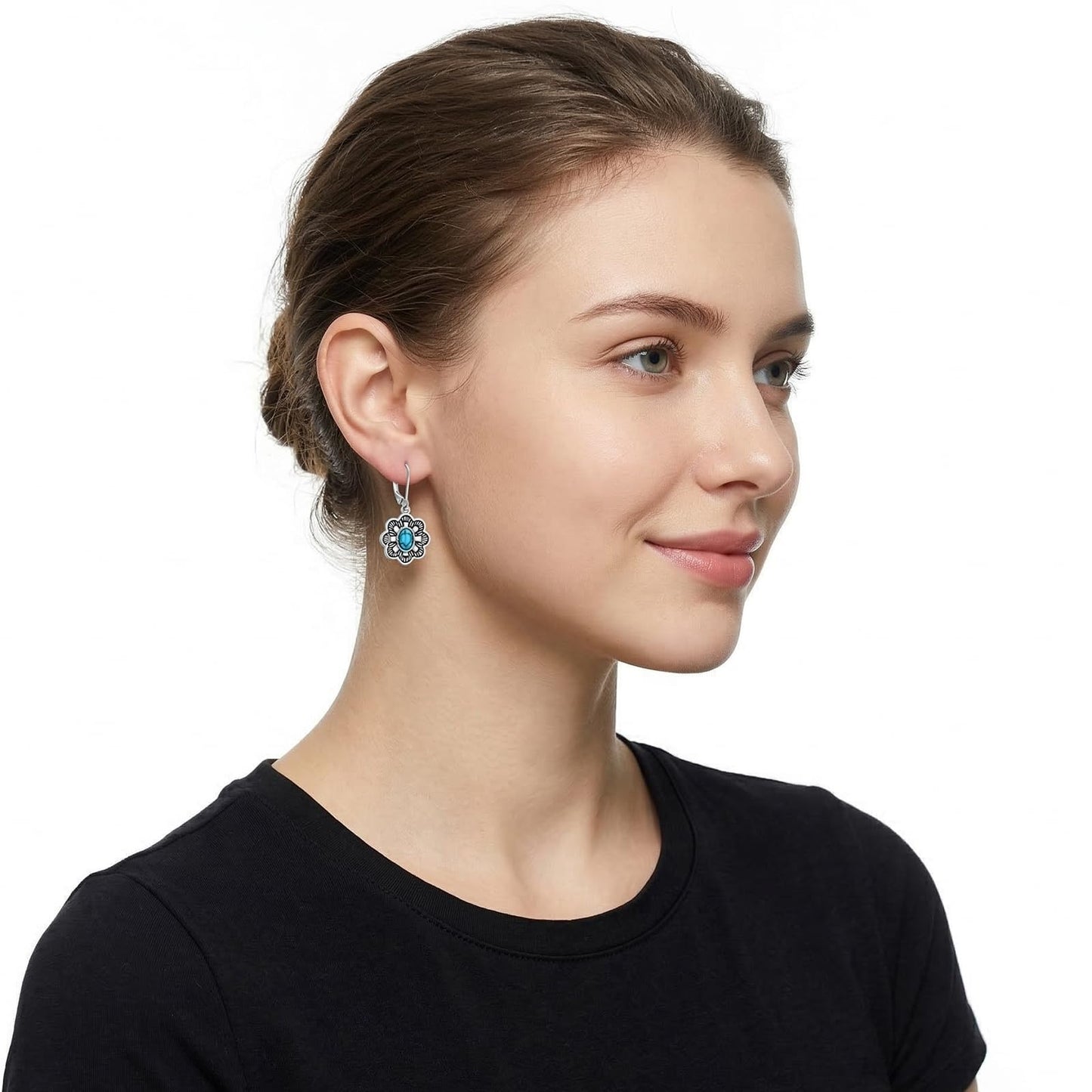 YYmqmq Turquoise Filigree Earrings for Women 925 Sterling Silver Western Jewelry Turquoise Dangle Earrings Laverback Country Jewelry Cowgirl Gifts for Women Girlfriend