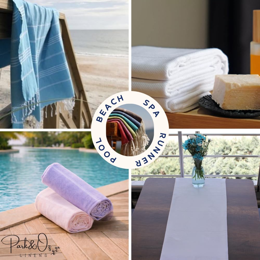 PARK&OZ Turkish Beach Towels 2-Pack – Oversized 100% Cotton Quick-Dry, Sand-Free& Ultra-Absorbent Blanket 72"x40" –Lightweight Travel Towels for Beach, Pool, Spa, Gym, Camping & Home (Pink)